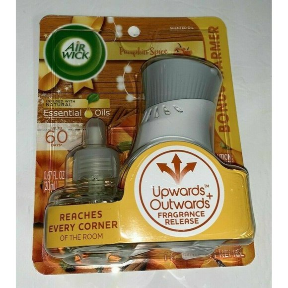 Air Wick Pumpkin Spice Scented Essential Oil Refill with Plug In Bonus Warmer - Picture 1 of 2